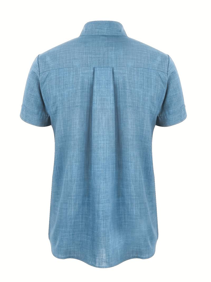 Kurzarmhemd – Leichtes Herrenhemd mit Kragen und Knöpfen-Chaps Herrenmode