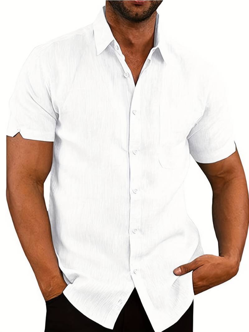 Kurzarmhemd – Leichtes Herrenhemd mit Kragen und Knöpfen-Weiß-XS-Chaps Herrenmode
