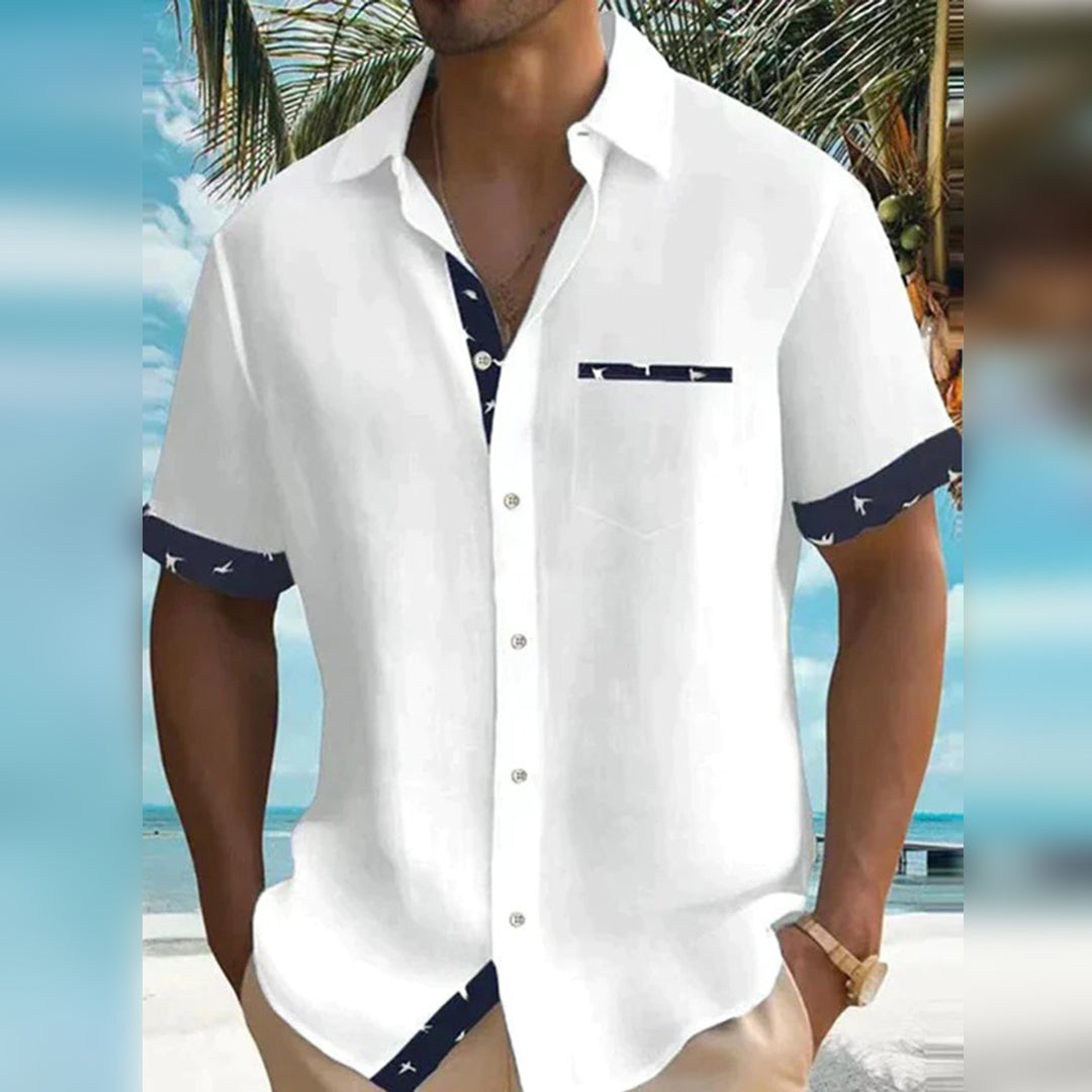 Kurzarmhemd | Leichtgewicht | Hemd mit Kragen | Hemd mit Knopfleiste | Herren Sommerhemden-Weiß-M-Chaps Herrenmode
