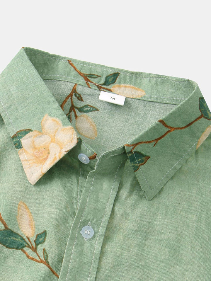Kurzarmhemd – Umlegekragen – geblümt – Hemd mit Knöpfen – Herrenhemden-Chaps Herrenmode