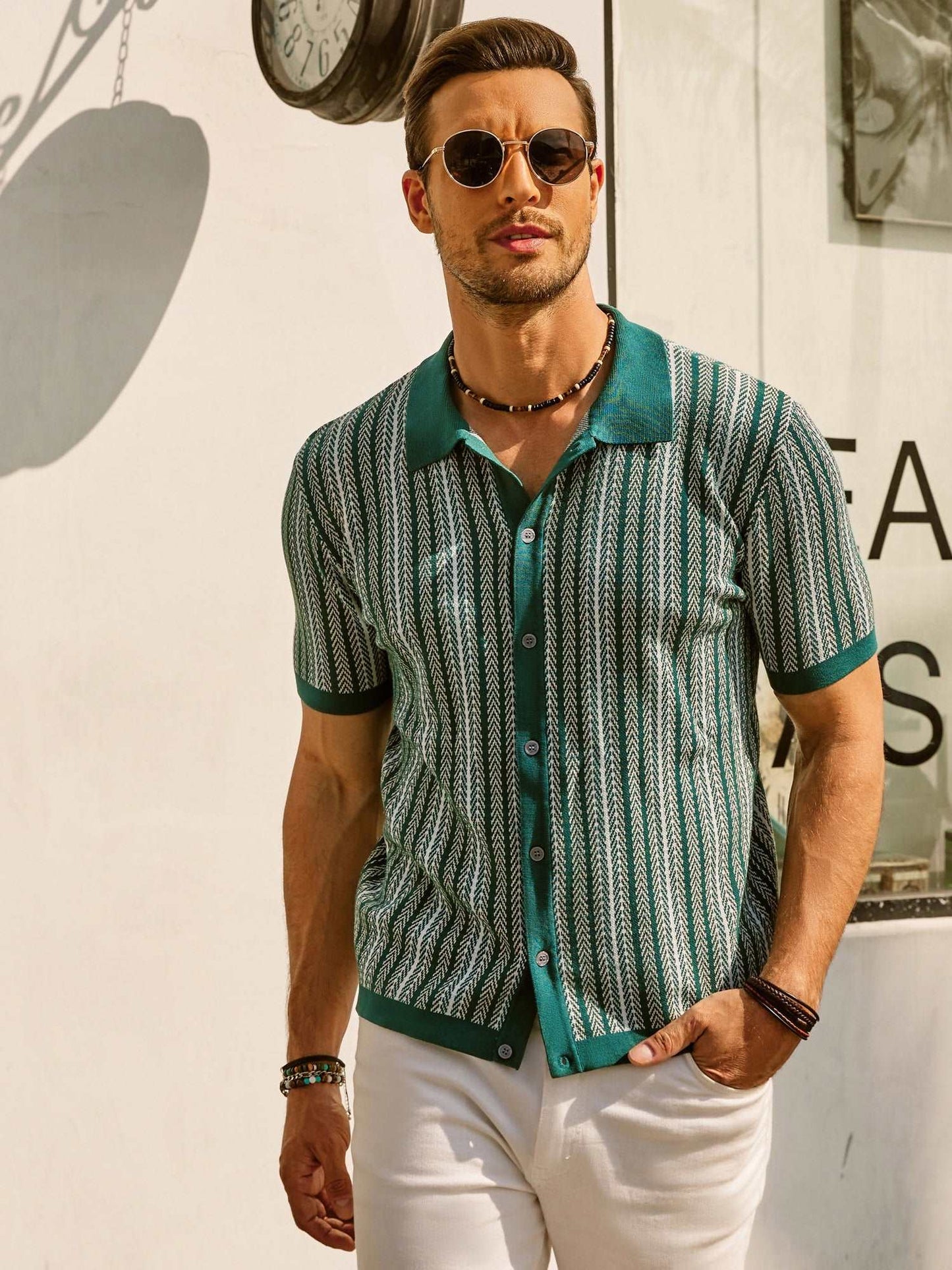Kurzarmhemd | Vintage | Gestreift | Kragenhemd | Herrenhemden-Chaps Herrenmode