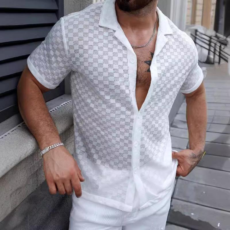 Kurzarmhemd | Weiß | Sommer | Hemd mit Knöpfen | Herrenhemden-Chaps Herrenmode