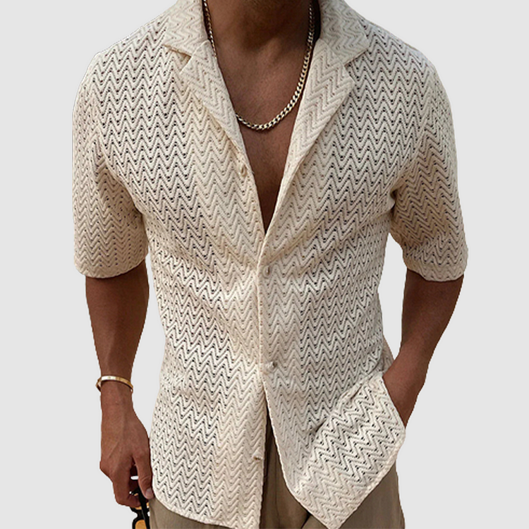 Kurzarmhemd – atmungsaktives, schmal geschnittenes Sommerhemd mit Knopfleiste für Herren-Khaki-S-Chaps Herrenmode