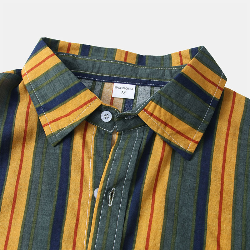 Kurzarmhemd – gestreift – lockere Passform – Hemd mit Knöpfen – Herrenhemden-Chaps Herrenmode