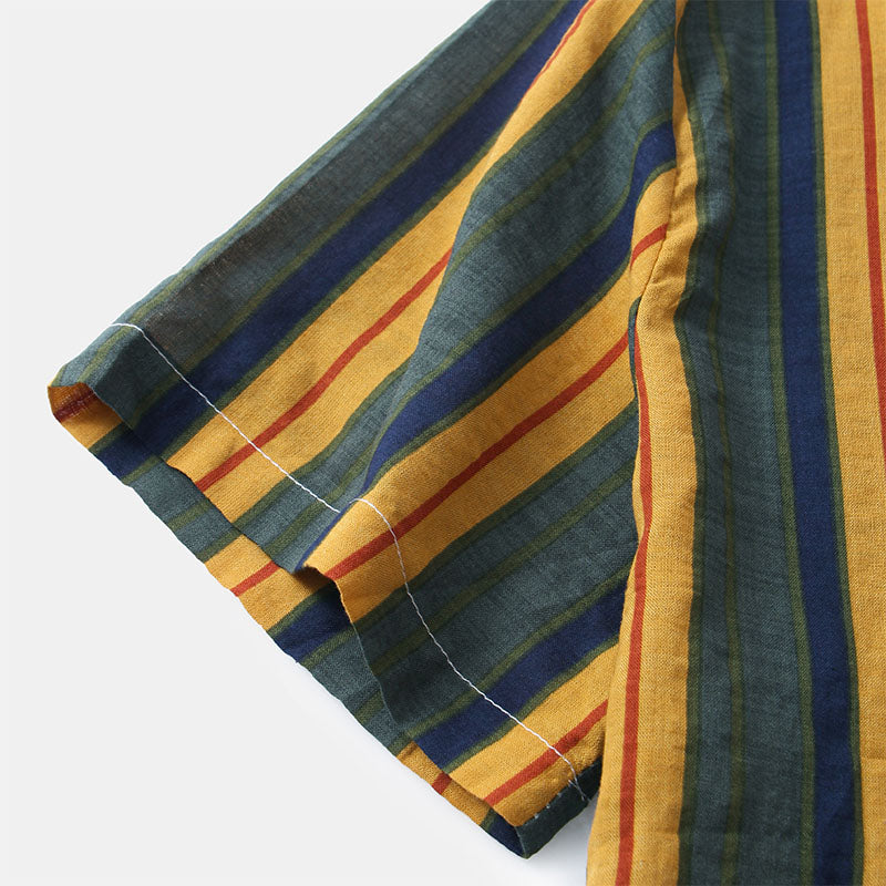 Kurzarmhemd – gestreift – lockere Passform – Hemd mit Knöpfen – Herrenhemden-Chaps Herrenmode
