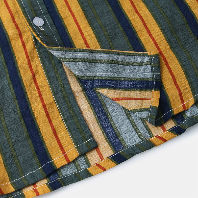 Kurzarmhemd – gestreift – lockere Passform – Hemd mit Knöpfen – Herrenhemden-Chaps Herrenmode