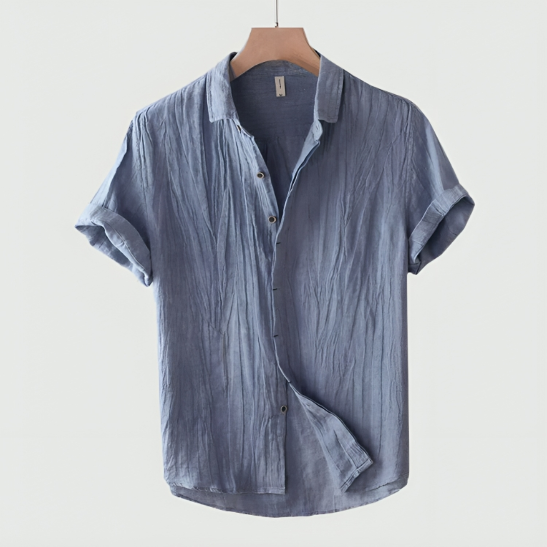 Kurzarmhemd – locker geschnitten – leicht – Button-down-Hemd – Herrenhemden-Blau-S-Chaps Herrenmode