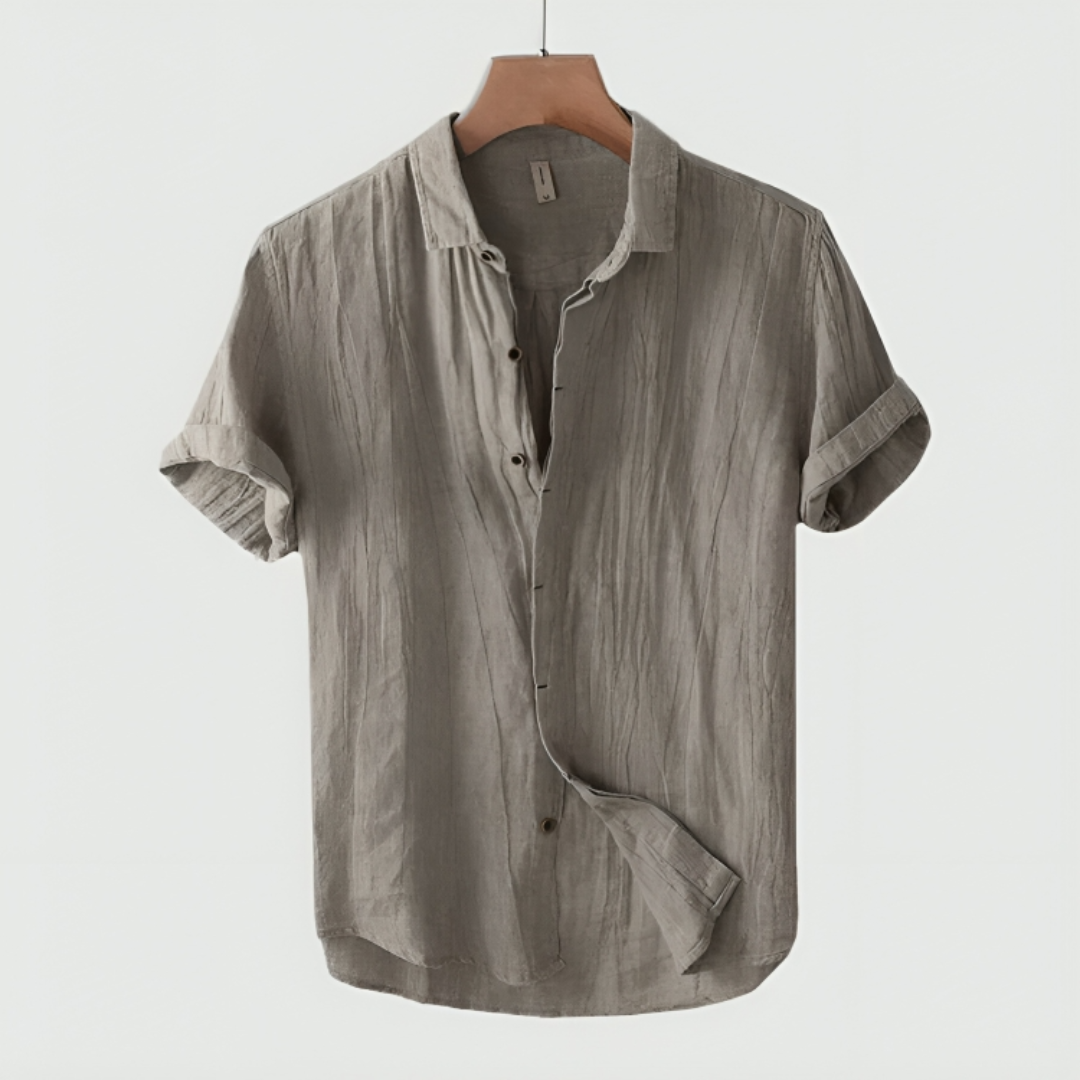 Kurzarmhemd – locker geschnitten – leicht – Button-down-Hemd – Herrenhemden-Grau-S-Chaps Herrenmode