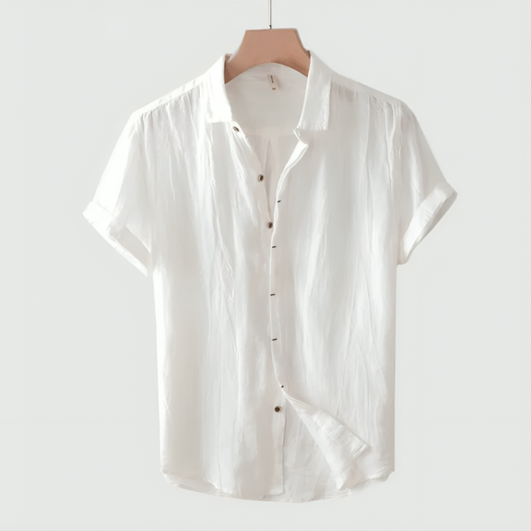 Kurzarmhemd – locker geschnitten – leicht – Button-down-Hemd – Herrenhemden-Weiß-S-Chaps Herrenmode