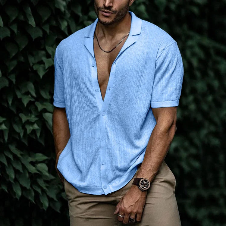 Kurzarmhemd mit Knopfleiste | Leicht | Lockere Passform | Poloshirt | Herrenhemden-Chaps Herrenmode