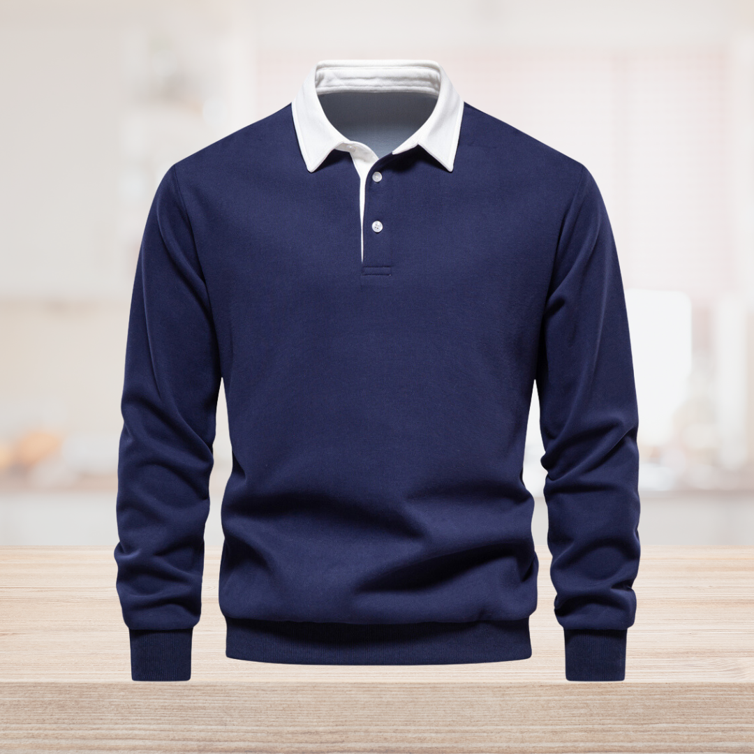 Langarm-Polo | Freizeit | Halbgeknöpft | Pullover-Polo | Herrenbekleidung-Chaps Herrenmode