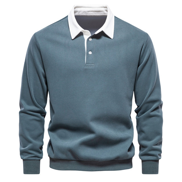 Langarm-Polo | Freizeit | Halbgeknöpft | Pullover-Polo | Herrenbekleidung-Grün-S-Chaps Herrenmode