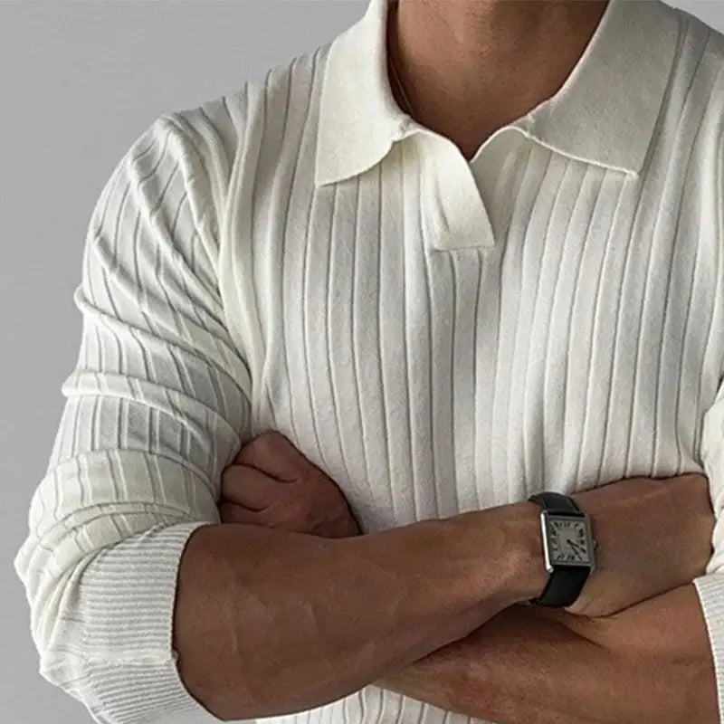 Langarm-Polo | Umlegekragen | Rippstrick | Poloshirts | Herrenhemden-Chaps Herrenmode