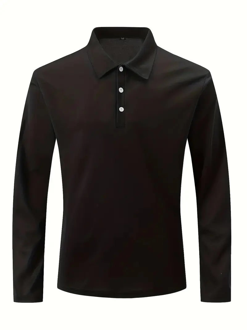 Langarm-Polohemd – Atmungsaktiv – Halbgeknöpft – Polohemd – Herrenhemden-Chaps Herrenmode