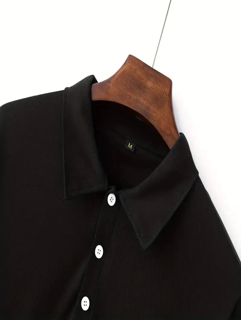 Langarm-Polohemd – Atmungsaktiv – Halbgeknöpft – Polohemd – Herrenhemden-Chaps Herrenmode