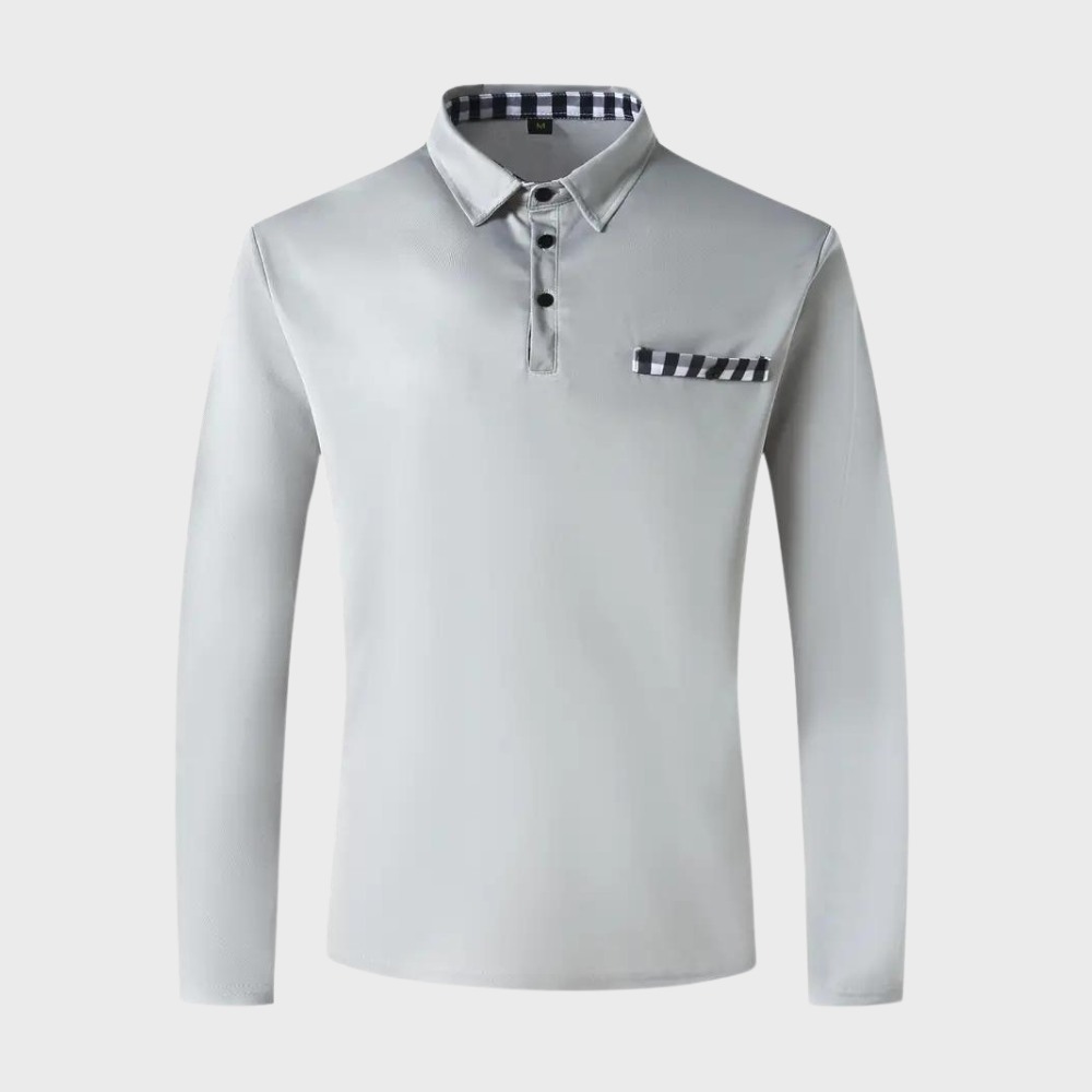 Langarm-Polohemd – halbe Knopfleiste – Umlegekragen – Langarmhemd – Herrenhemden-Chaps Herrenmode