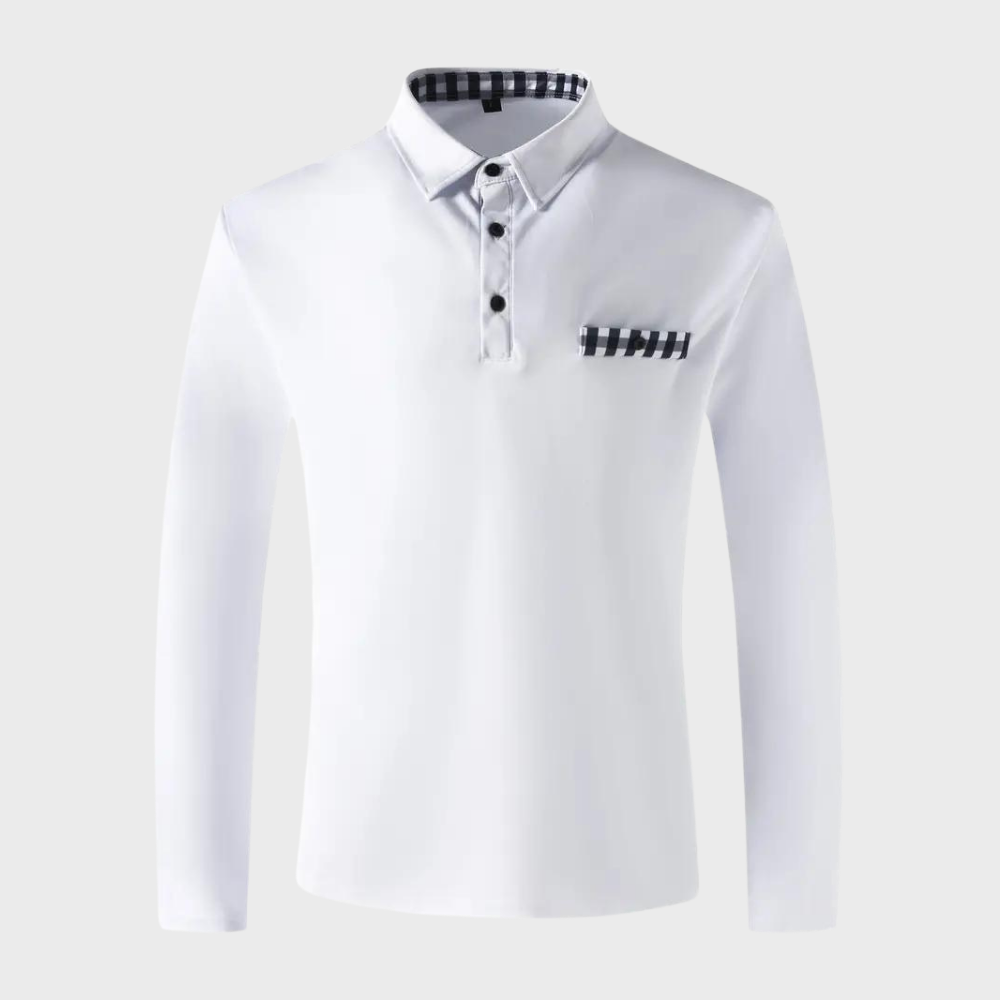 Langarm-Polohemd – halbe Knopfleiste – Umlegekragen – Langarmhemd – Herrenhemden-Chaps Herrenmode