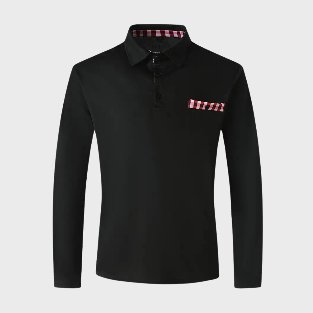 Langarm-Polohemd – halbe Knopfleiste – Umlegekragen – Langarmhemd – Herrenhemden-Chaps Herrenmode