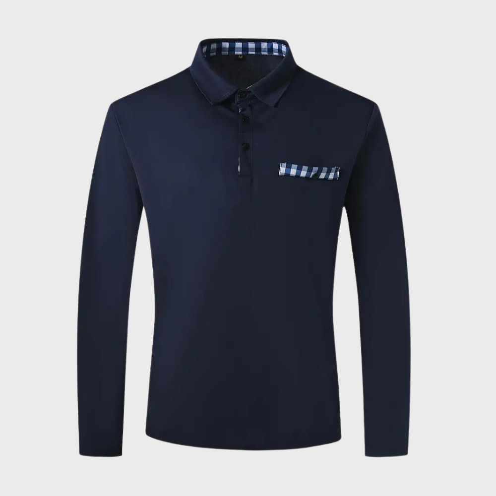 Langarm-Polohemd – halbe Knopfleiste – Umlegekragen – Langarmhemd – Herrenhemden-Chaps Herrenmode