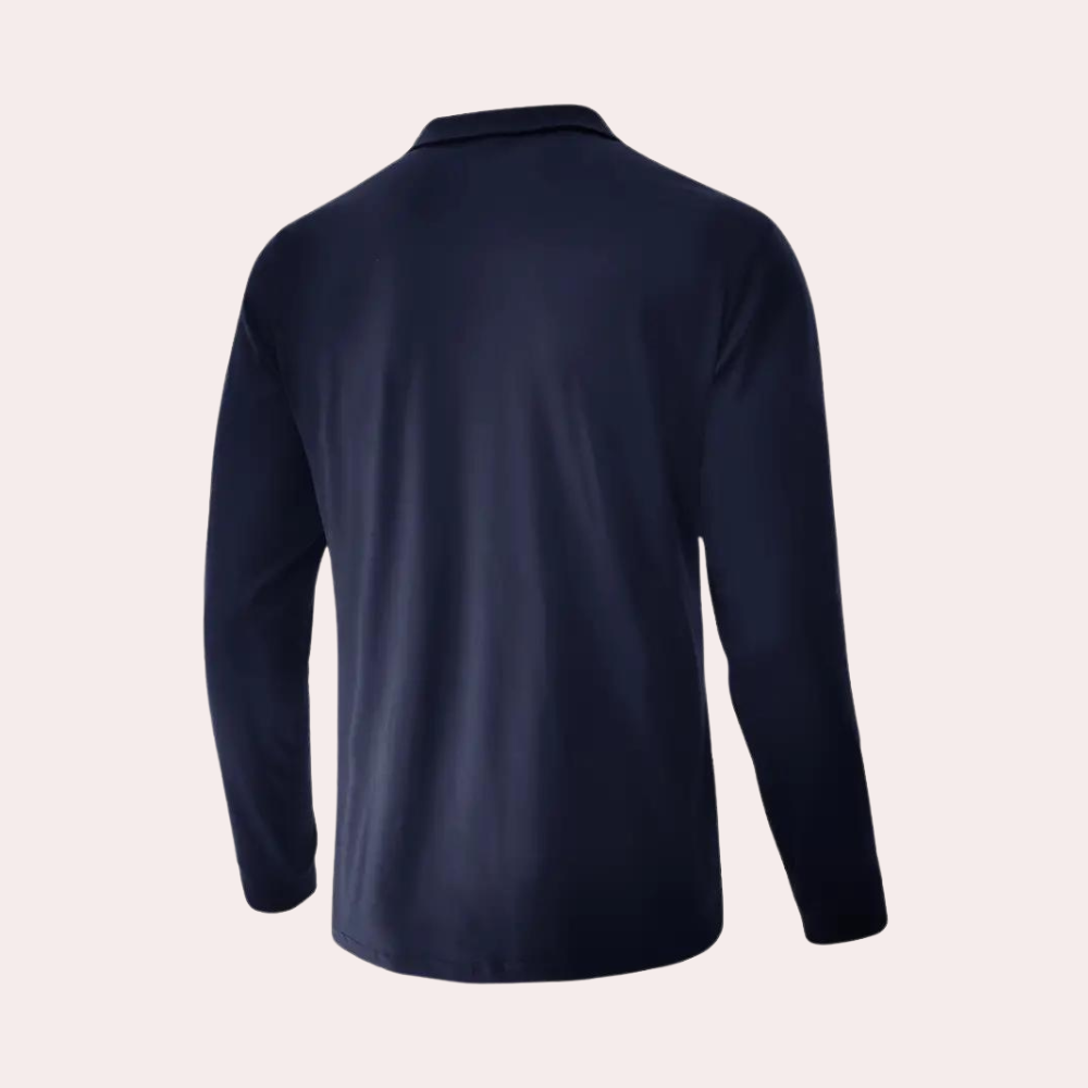 Langarm-Poloshirt – Langarm-T-Shirt mit Kragen und Viertelreißverschluss für Herren-Chaps Herrenmode