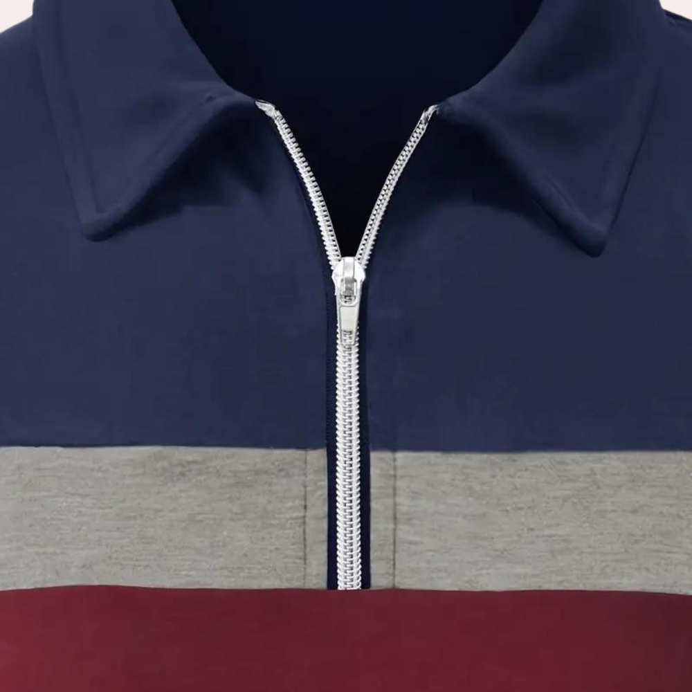 Langarm-Poloshirt – Langarm-T-Shirt mit Kragen und Viertelreißverschluss für Herren-Chaps Herrenmode