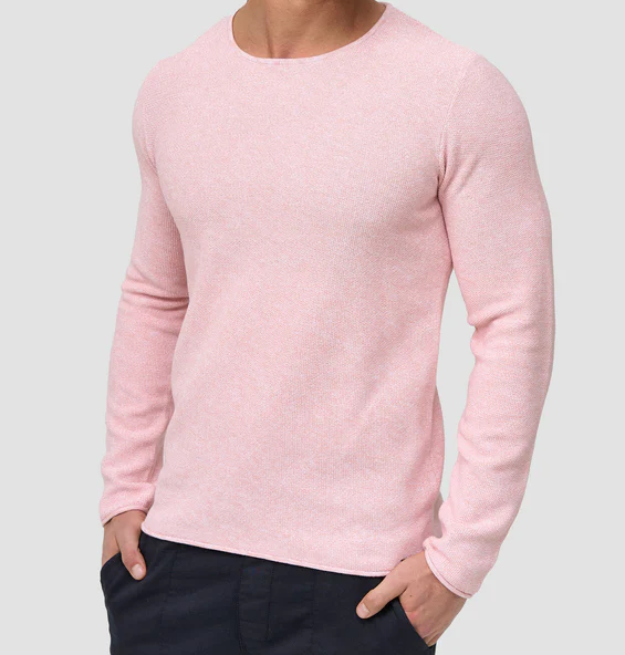 Langarm-Shirt – Lässiger Rundhalspullover für Männer-Korallenrot-XS-Chaps Herrenmode