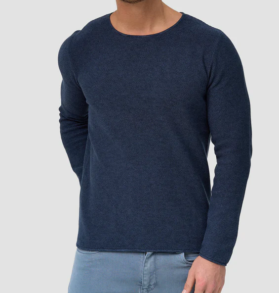 Langarm-Shirt – Lässiger Rundhalspullover für Männer-Marineblau-XS-Chaps Herrenmode