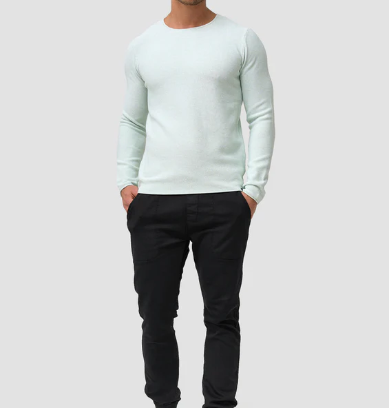 Langarm-Shirt – Lässiger Rundhalspullover für Männer-Stille Welle-XS-Chaps Herrenmode