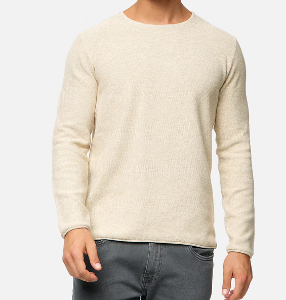 Langarm-Shirt – Lässiger Rundhalspullover für Männer-Vanilleeis-XS-Chaps Herrenmode