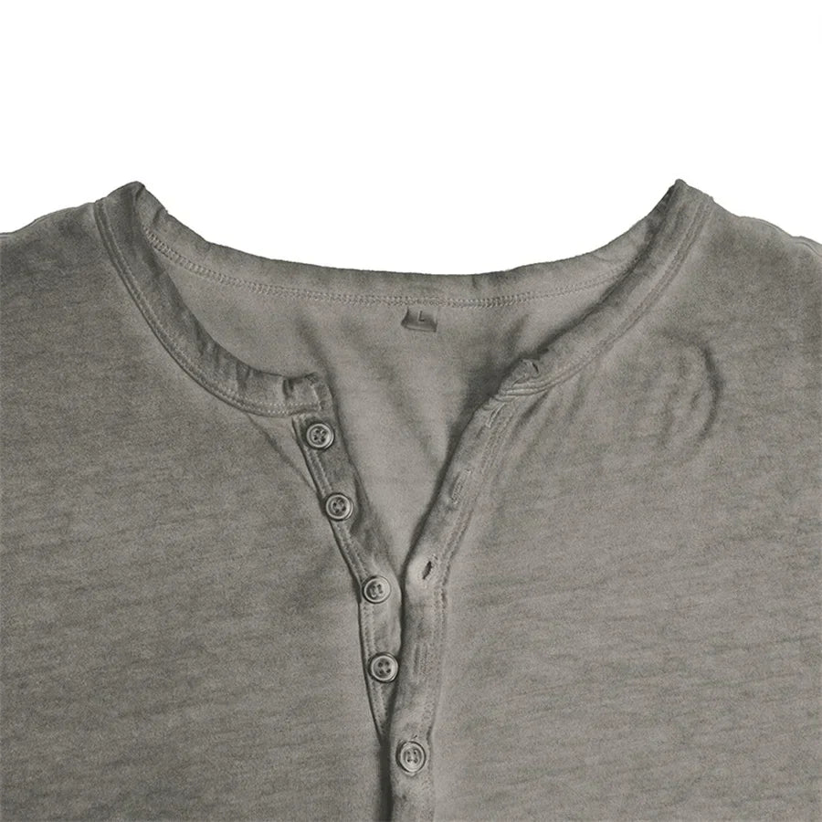 Langarm-T-Shirt – Halbknopfleiste – Pullover – Henley-Shirt – Herrenhemd-Chaps Herrenmode