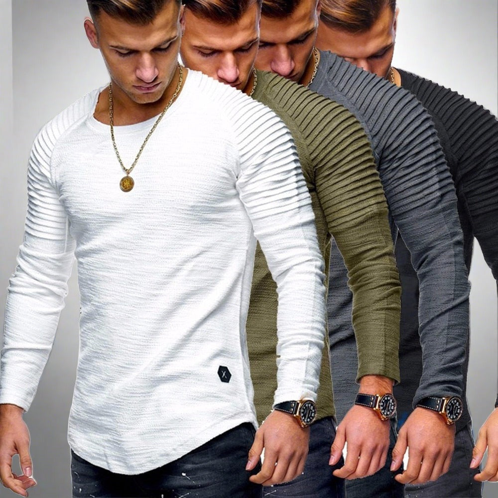 Langarm-T-Shirt – Lässig – Rundhalsausschnitt – Pullover – Herrenbekleidung-Chaps Herrenmode