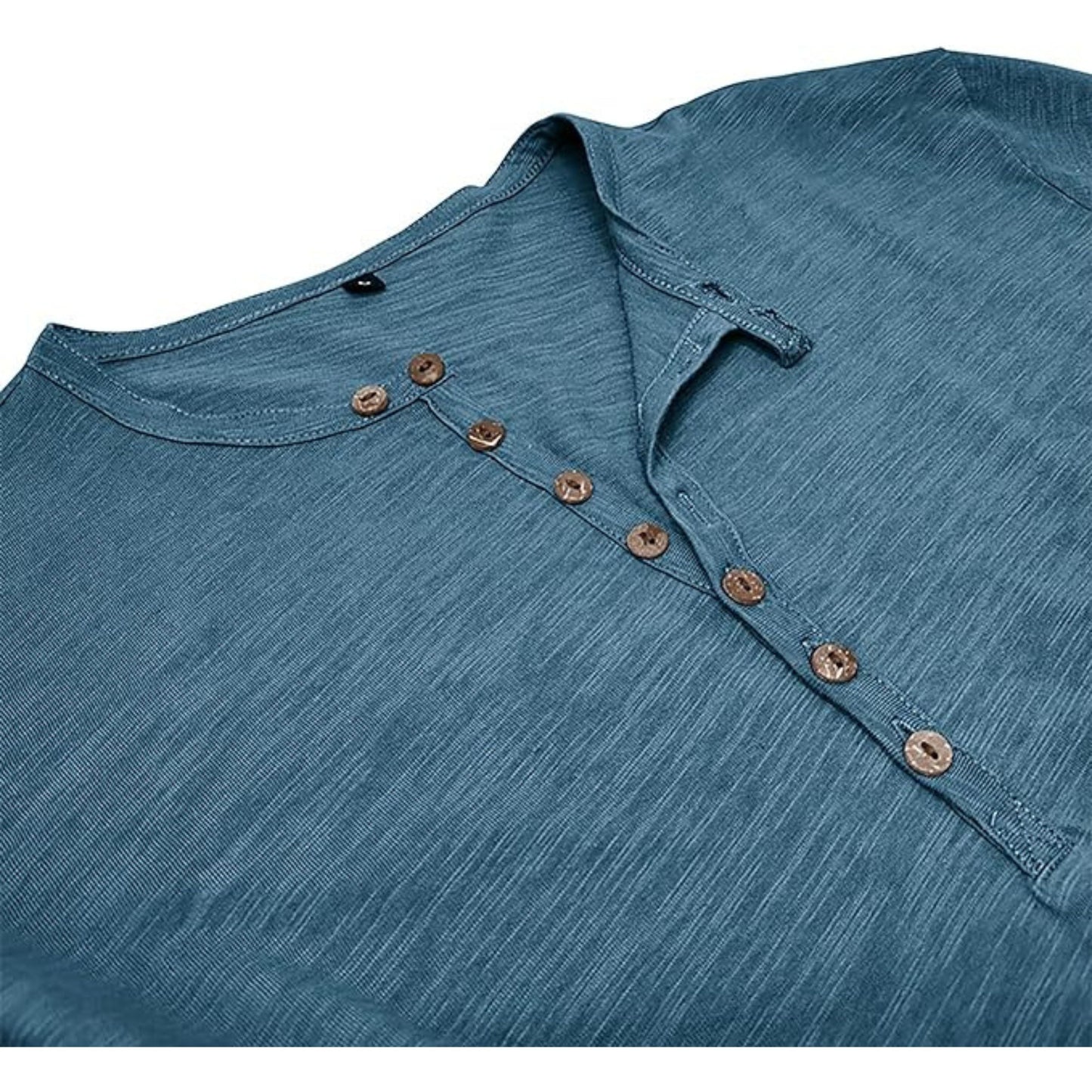 Langärmeliges T-Shirt - Herren Casual Plain Buttoned Up Henley Shirt-Chaps Herrenmode