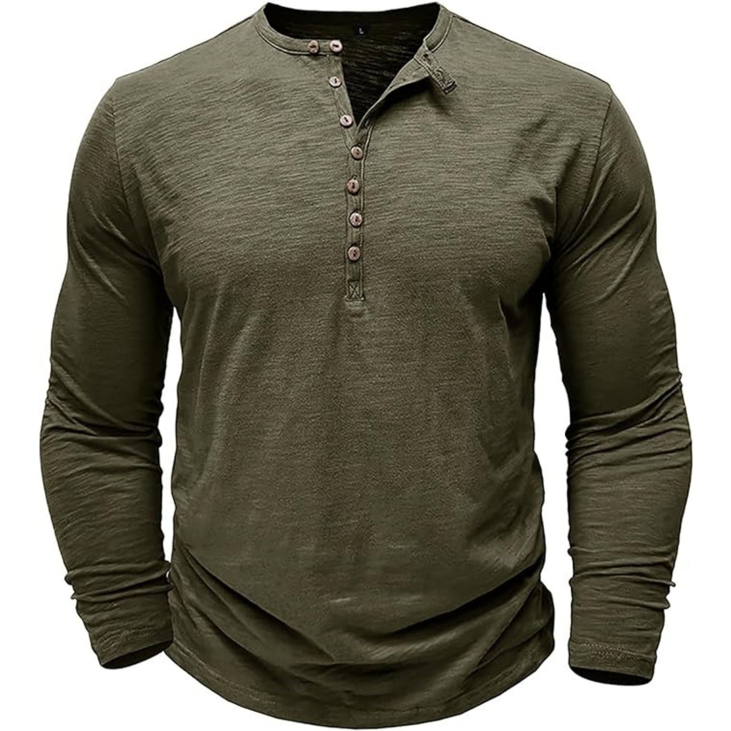 Langärmeliges T-Shirt - Herren Casual Plain Buttoned Up Henley Shirt-Chaps Herrenmode