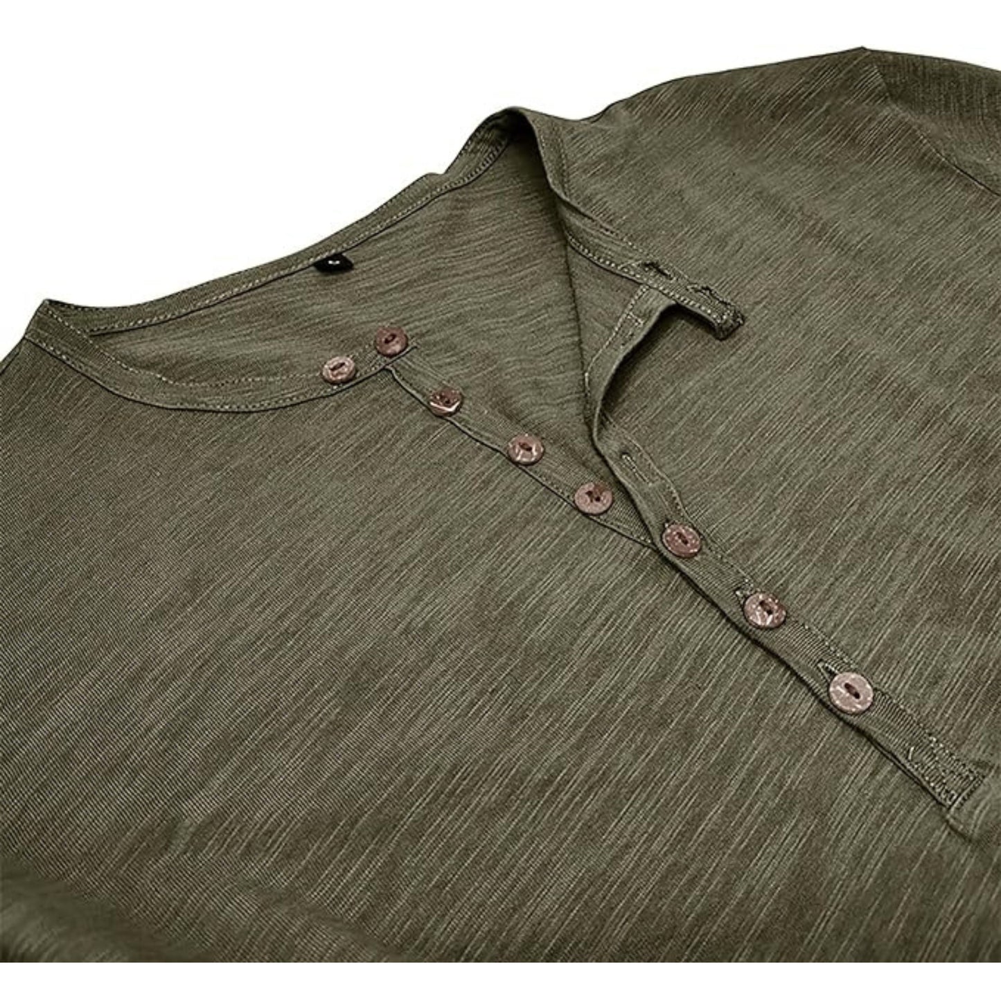 Langärmeliges T-Shirt - Herren Casual Plain Buttoned Up Henley Shirt-Chaps Herrenmode