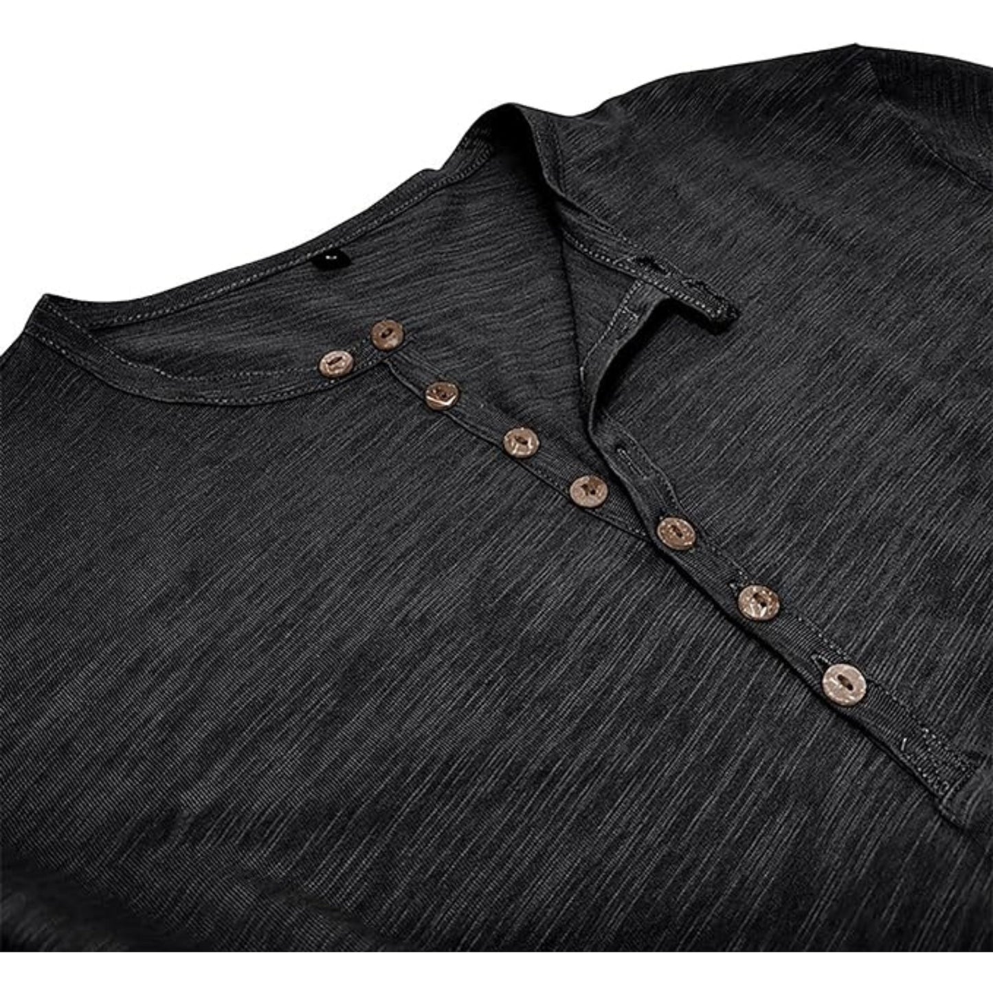 Langärmeliges T-Shirt - Herren Casual Plain Buttoned Up Henley Shirt-Chaps Herrenmode