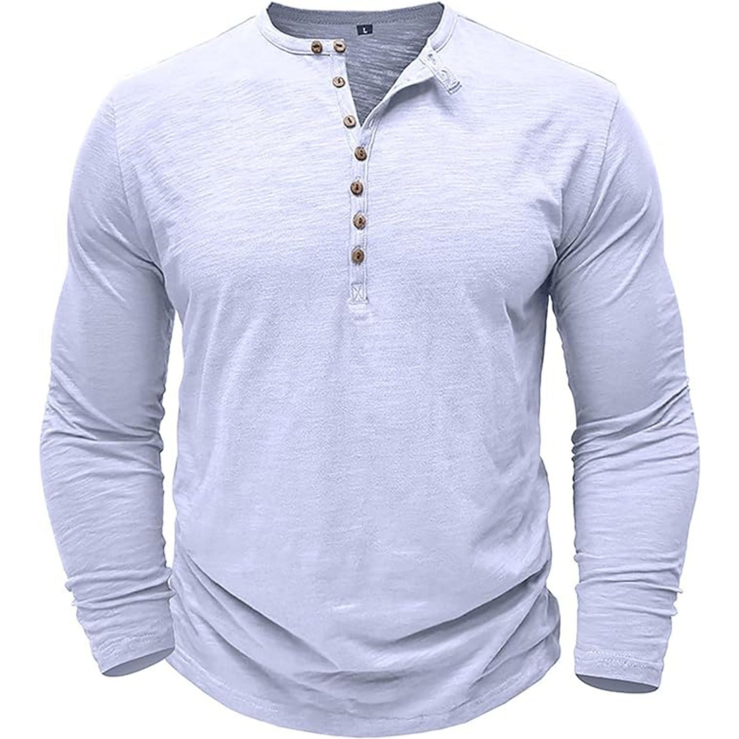 Langärmeliges T-Shirt - Herren Casual Plain Buttoned Up Henley Shirt-Chaps Herrenmode