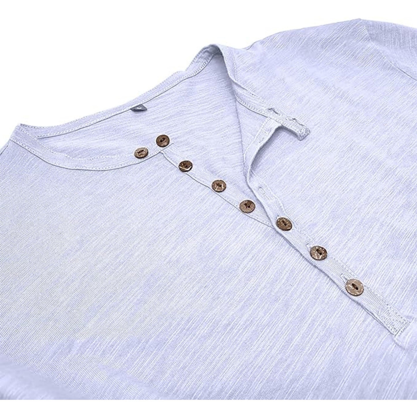 Langärmeliges T-Shirt - Herren Casual Plain Buttoned Up Henley Shirt-Chaps Herrenmode