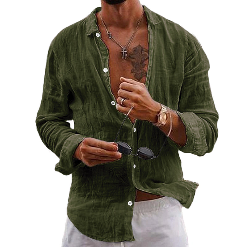 Langarmhemd - Button-Up - Leichtgewicht - Leinenhemd - Herrenhemden-Chaps Herrenmode