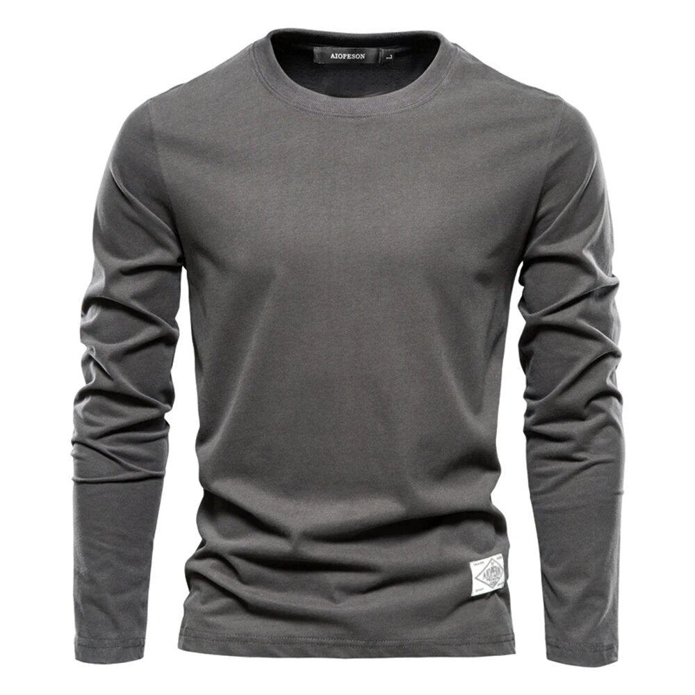 Langarmhemd – Rundhalsausschnitt – Klassisch – Herrenhemd – Herrenbekleidung-Dunkelgrau-S-Chaps Herrenmode