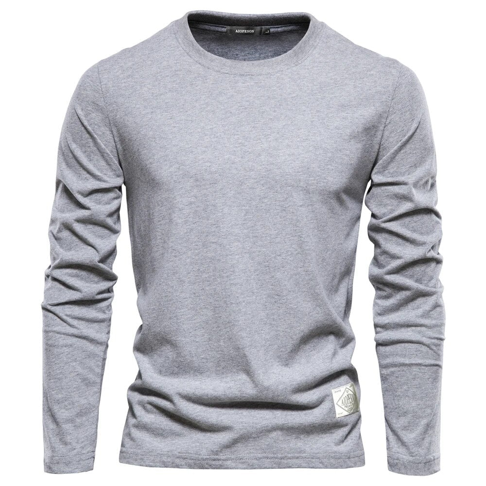 Langarmhemd – Rundhalsausschnitt – Klassisch – Herrenhemd – Herrenbekleidung-Hellgrau-S-Chaps Herrenmode