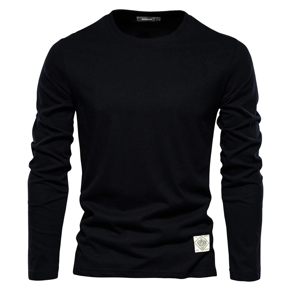 Langarmhemd – Rundhalsausschnitt – Klassisch – Herrenhemd – Herrenbekleidung-Schwarz-S-Chaps Herrenmode