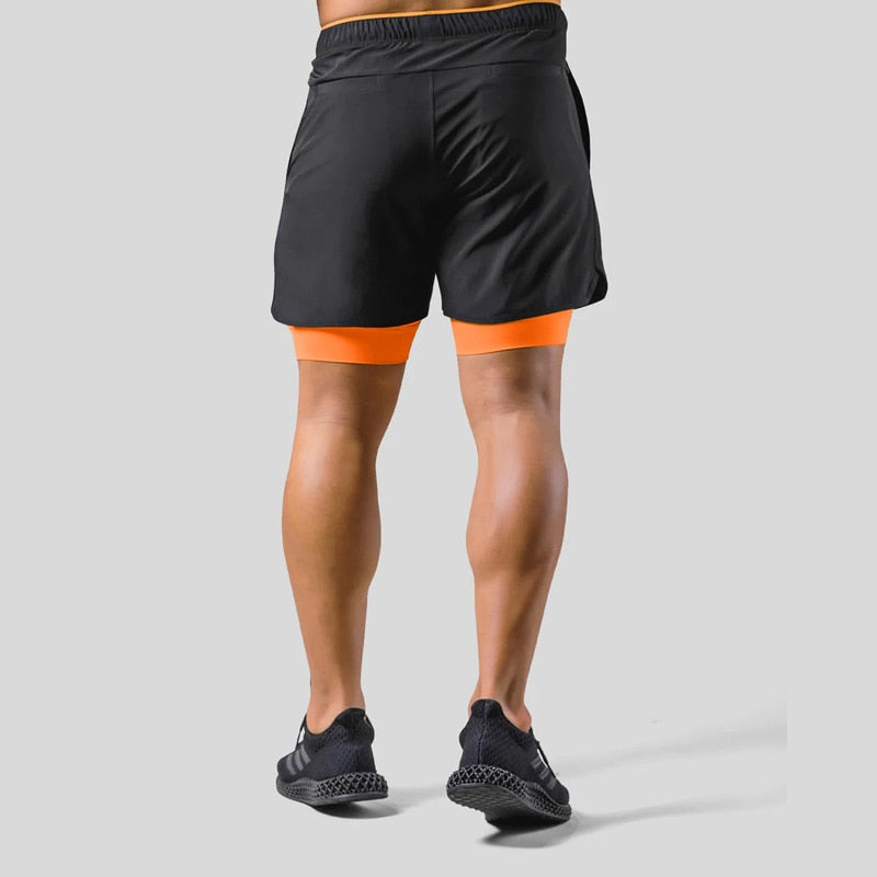 Laufshorts - Herren 2-in-1 Sport Gym Shorts mit Taschen-Chaps Herrenmode