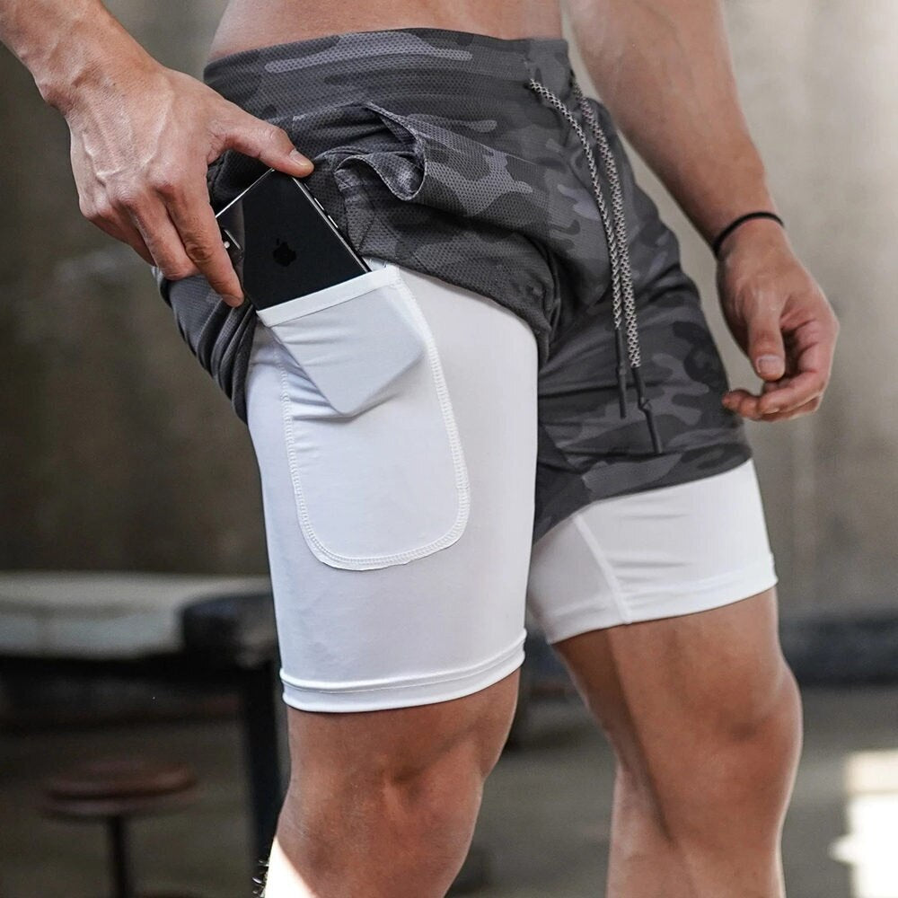 Laufshorts – Schnell trocknend – Kordelzug – 2-in-1-Shorts – Fitnessshorts für Männer-Chaps Herrenmode