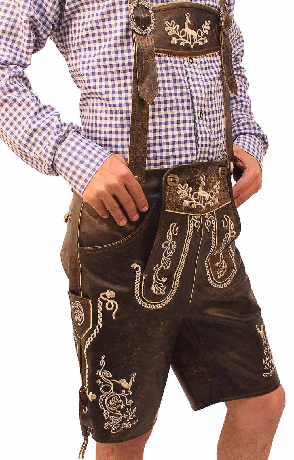 Lederhosen Outfit - Braun - Festival - Oktoberfest Outfit - Oktoberfest Outfit für Jungs-Chaps Herrenmode