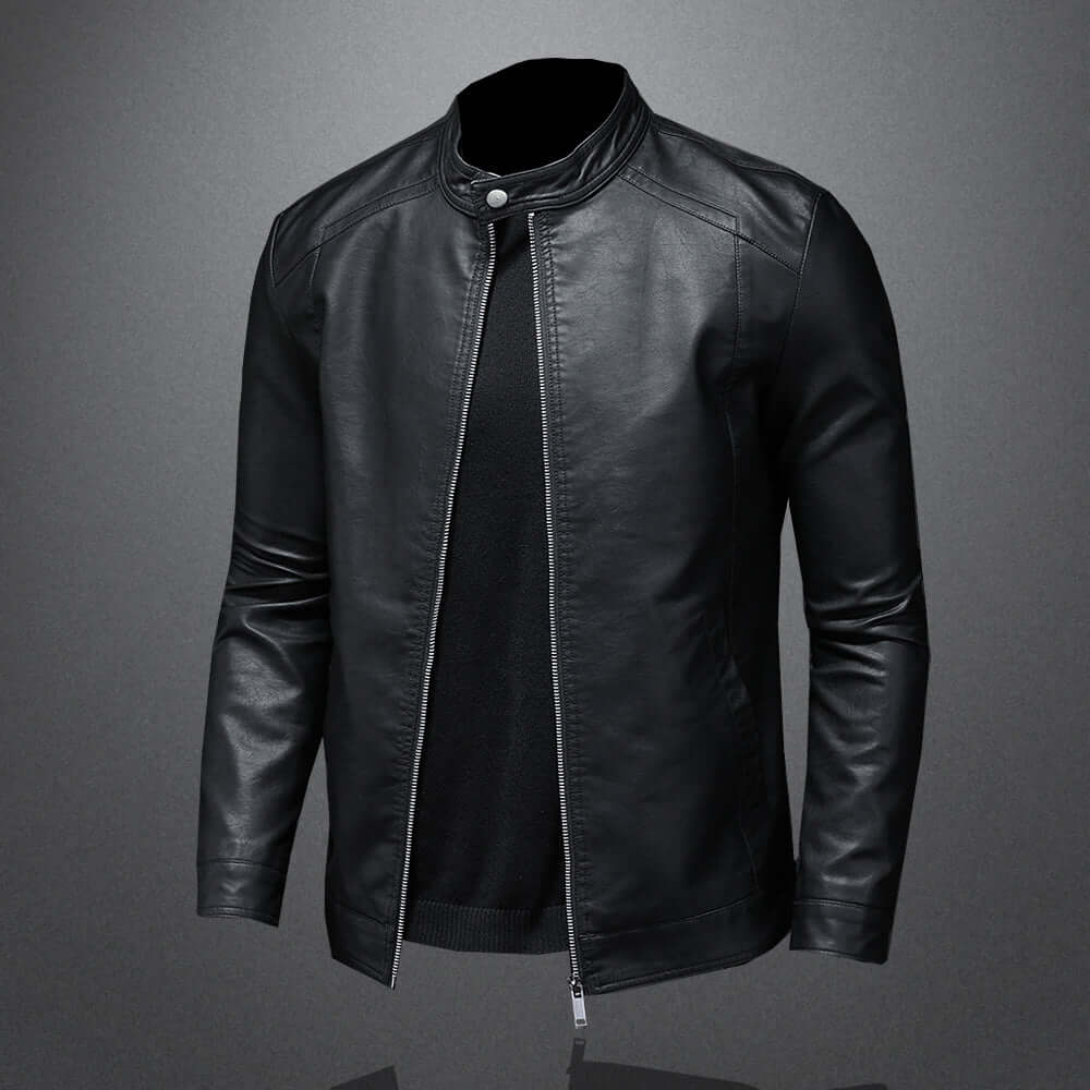 Lederjacke - Herren Zip-Up Moto Biker Jacke-Chaps Herrenmode