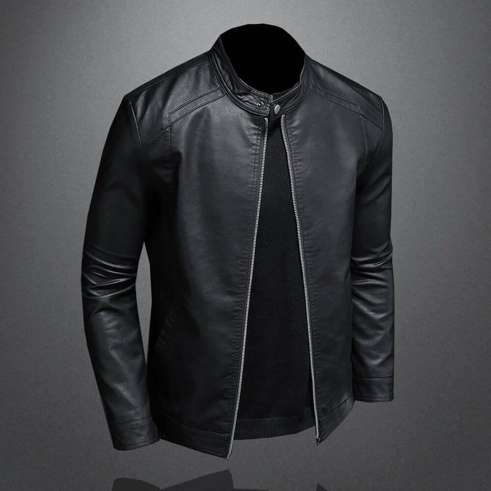 Lederjacke - Herren Zip-Up Moto Biker Jacke-Chaps Herrenmode