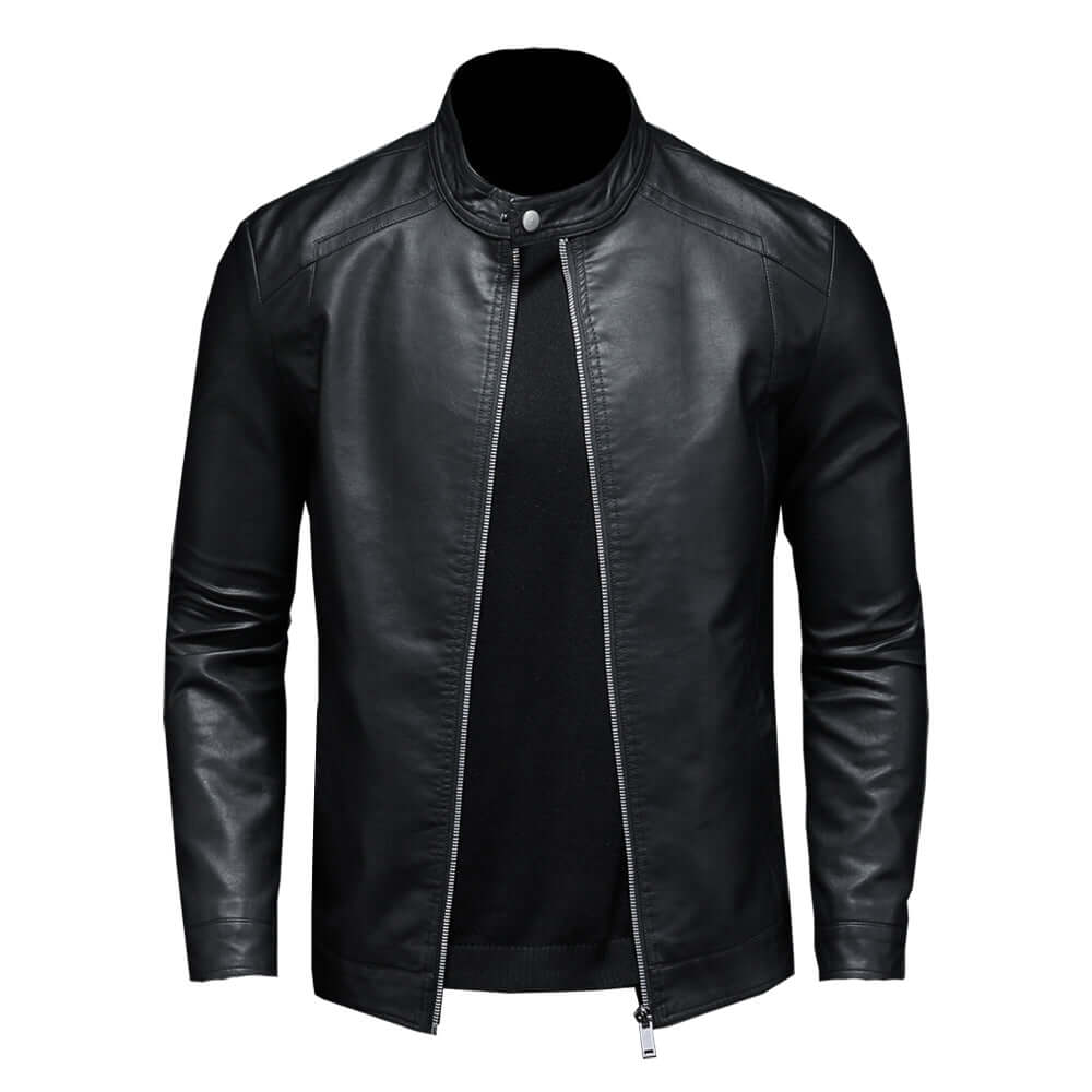 Lederjacke - Herren Zip-Up Moto Biker Jacke-Chaps Herrenmode