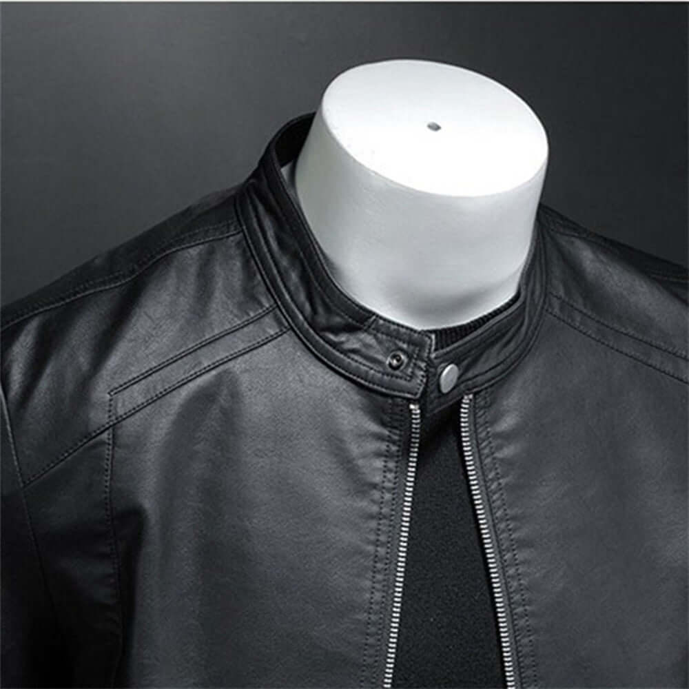 Lederjacke - Herren Zip-Up Moto Biker Jacke-Chaps Herrenmode