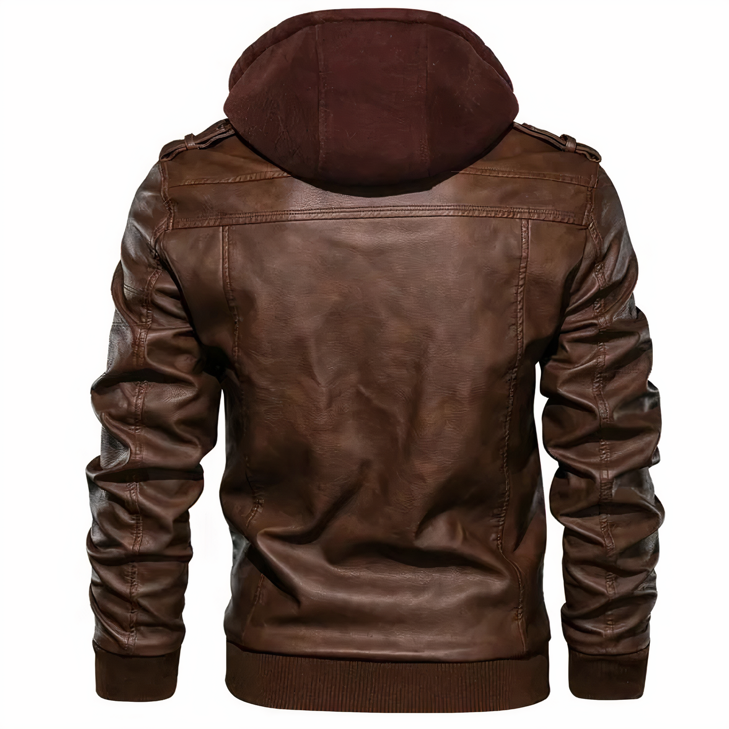 Lederjacke - Kapuze - Schmale Passform - Bikerjacke - Lederjacke für Männer-Chaps Herrenmode