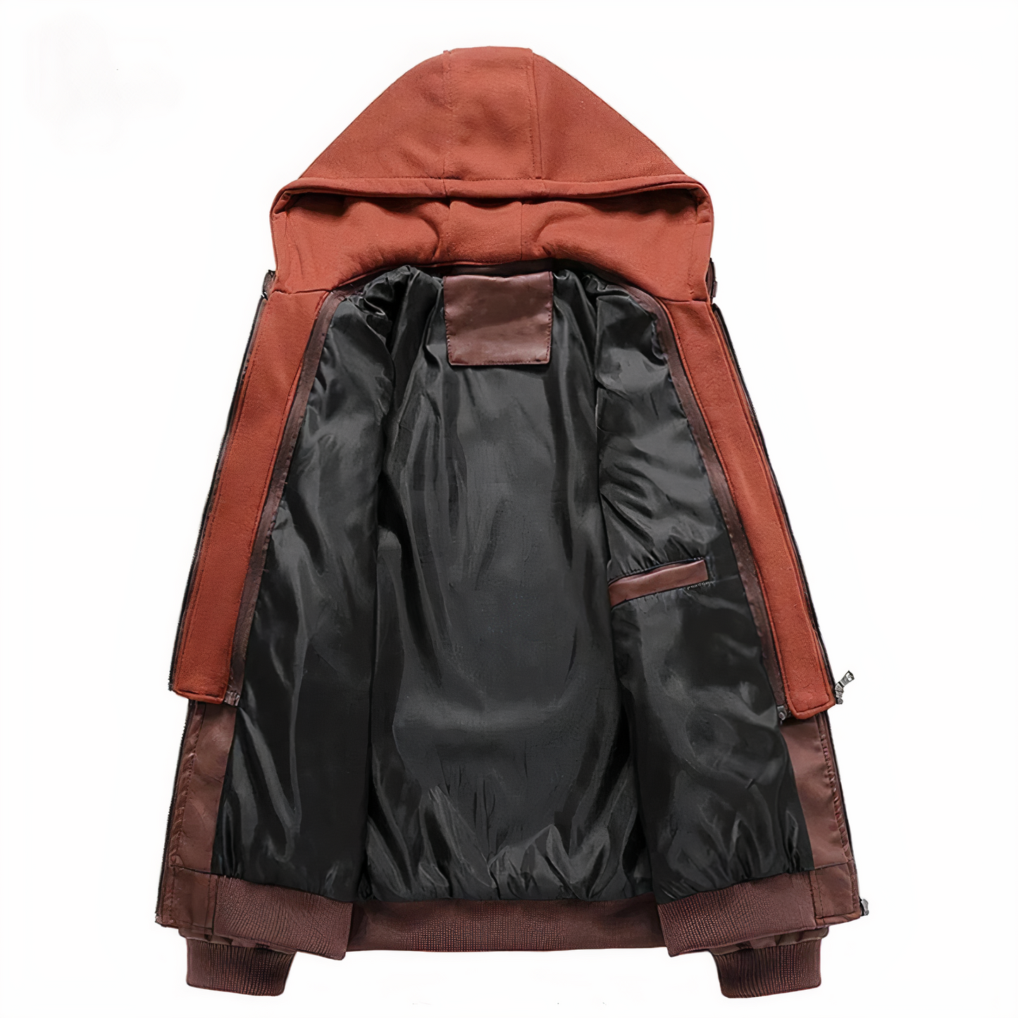 Lederjacke - Kapuze - Schmale Passform - Bikerjacke - Lederjacke für Männer-Chaps Herrenmode